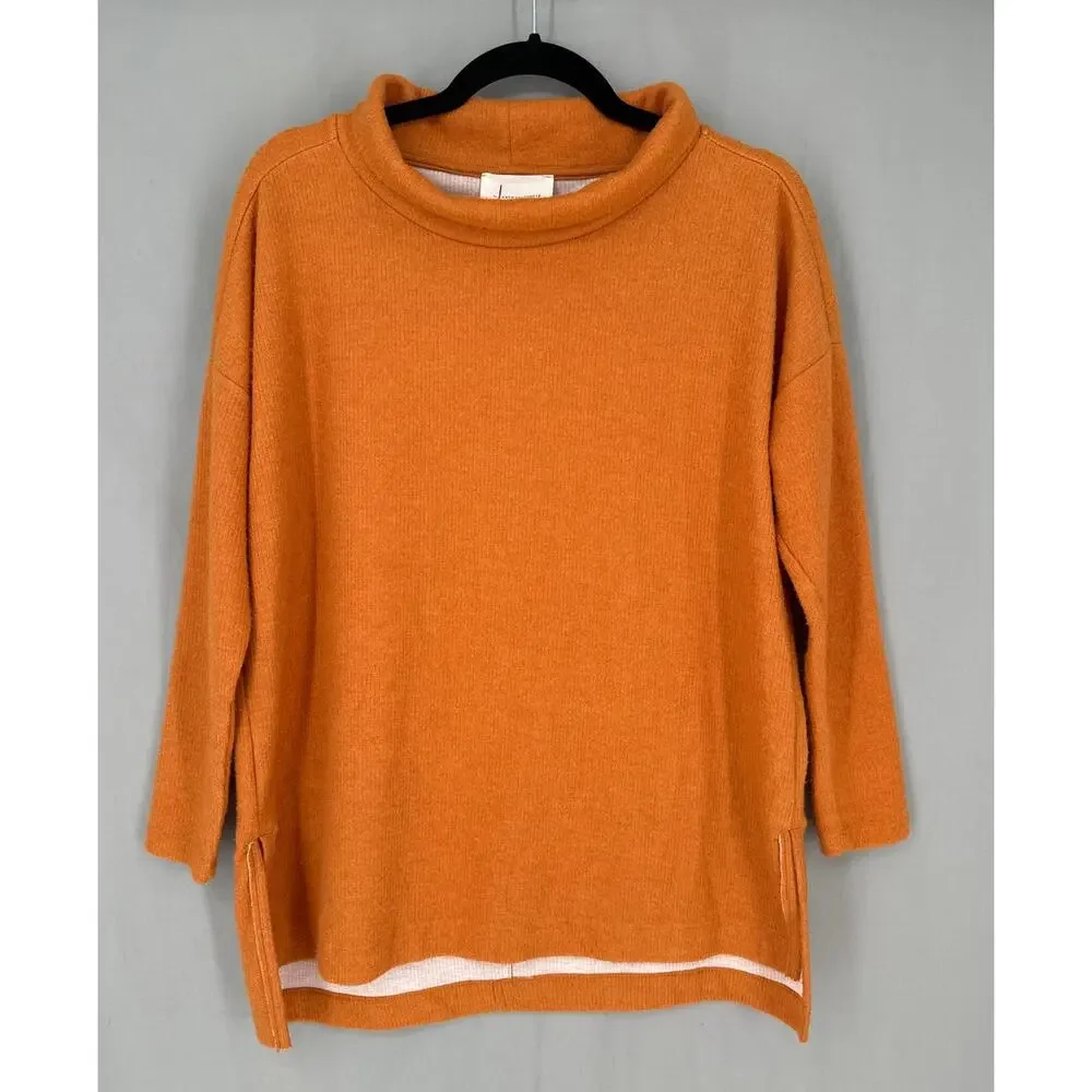 Anthropologie Sweater Womens XS Orange Oversized Boxy Cozy Pullover Stretch